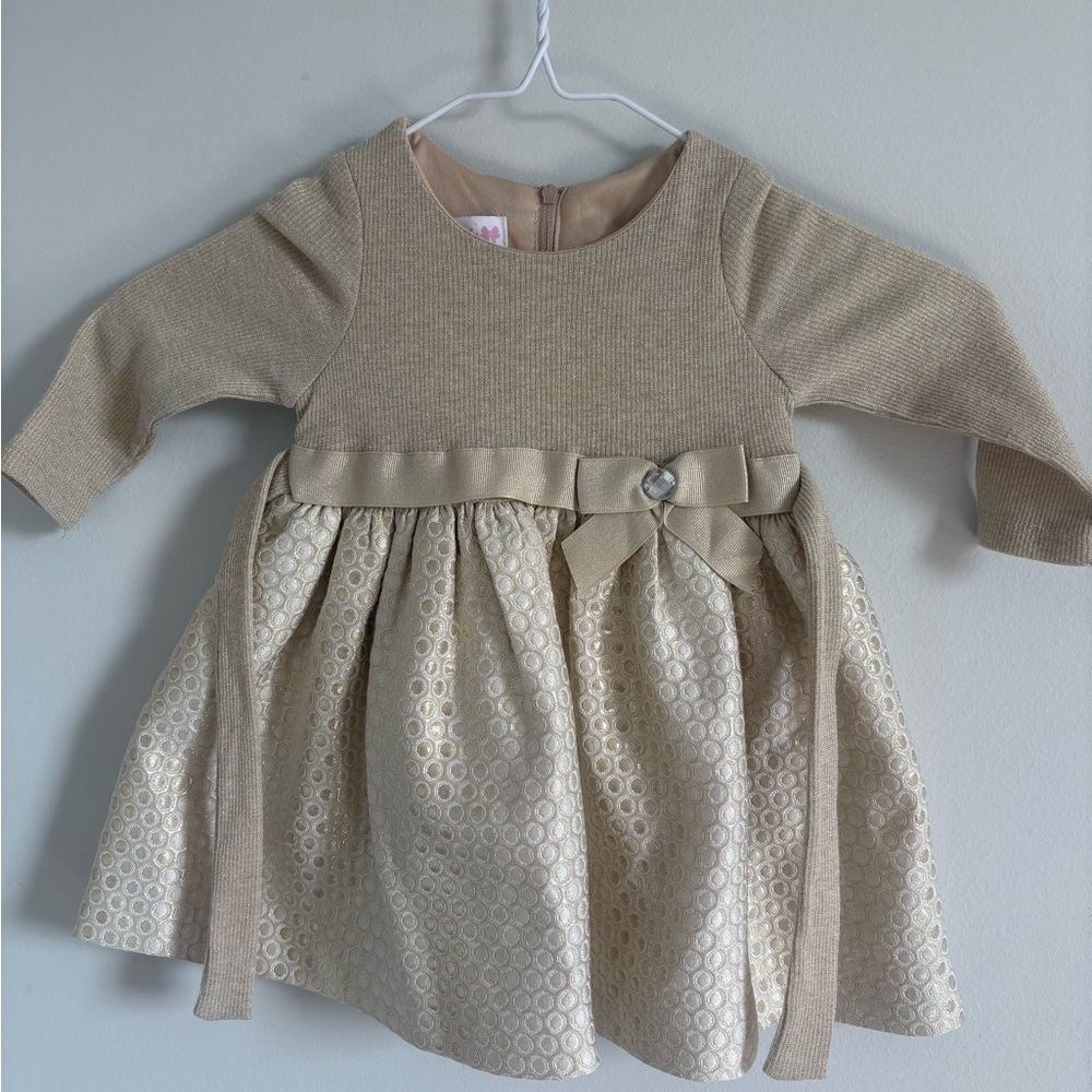 Bonnie Baby Cream and Tan Formal Dress